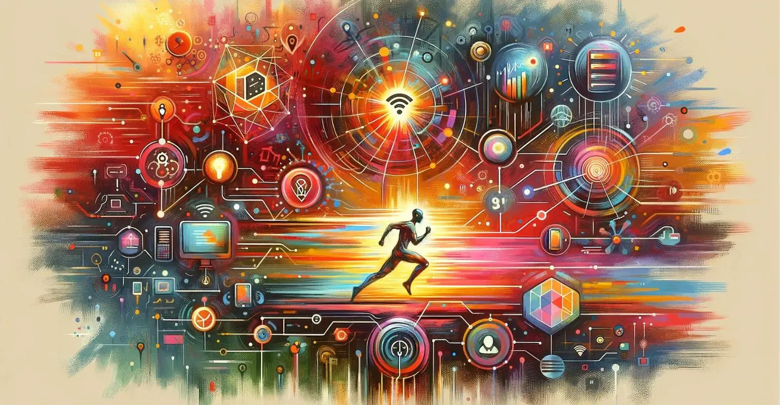 imagen ilustrada por Dalle que muestra la relación entre el IoT y la IA